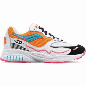 Men's Saucony 3D Grid Hurricane Sneakers White / Orange | GYWPLRZ-34