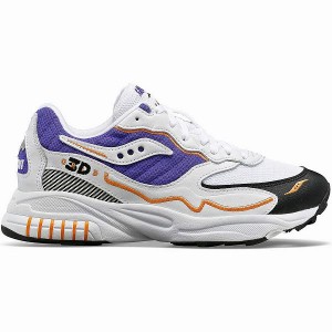 Men's Saucony 3D Grid Hurricane Sneakers White / Purple | TSVDEUN-82