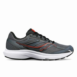 Men's Saucony Cohesion 17 Wide Running Shoes Grey / Black | QBNWGOH-80