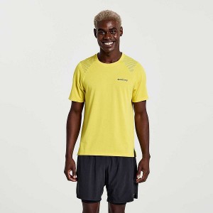 Men's Saucony Elevate Short Sleeve T Shirts Yellow | GFYQJAI-16