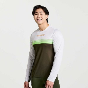 Men's Saucony Elite Long Sleeve T Shirts Umbra | NXTHKZC-56