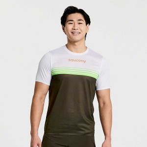 Men's Saucony Elite Short Sleeve T Shirts Umbra | JBOLFER-40