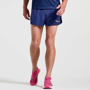 Men's Saucony Elite Split Shorts Navy | KLPRMYQ-01