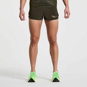 Men's Saucony Elite Split Shorts Umbra | BSCWKUR-57