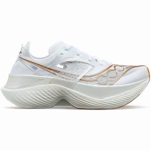 Men's Saucony Endorphin Elite Running Shoes White / Gold | MLCAISN-79