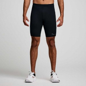 Men's Saucony Fortify Lined Half Tight Black | RKQMYJU-48