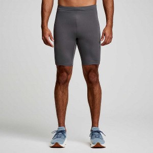 Men's Saucony Fortify Lined Half Tight Grey | WVLMOPY-97