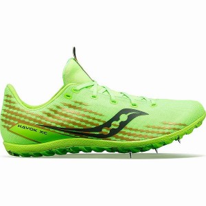 Men's Saucony Havok XC 3 Flat Spikes Shoes Green | WMZHPDG-09