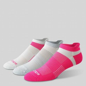 Men's Saucony Inferno No Show Tab 3-Pack Socks Pink | JQPVSYD-70