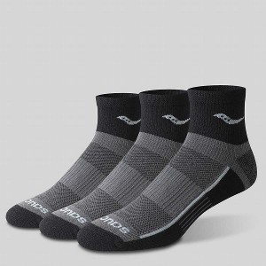 Men's Saucony Inferno Quarter 3-Pack Socks Black | NXJAYZI-38