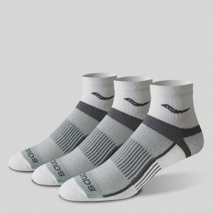 Men's Saucony Inferno Quarter 3-Pack Socks White | OVGCBPM-69