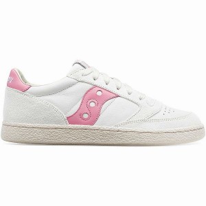 Men's Saucony Jazz Court Premium Sneakers White / Pink | BOMNAVR-24