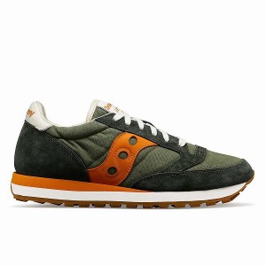 Men's Saucony Jazz Original Stonewash Sneakers Olive / Orange | VEIKBJT-15