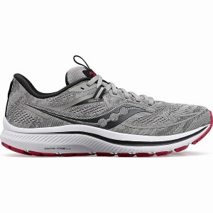 Men's Saucony Omni 21 Wide Running Shoes Grey / Dark Red | OHPDBYN-29