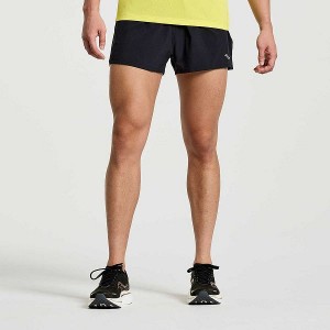 Men's Saucony Outpace 2.5" Split Shorts Black | NPAXWHY-98