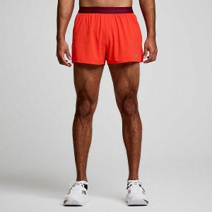 Men's Saucony Outpace 2.5" Split Shorts Red | MWLJGOV-54