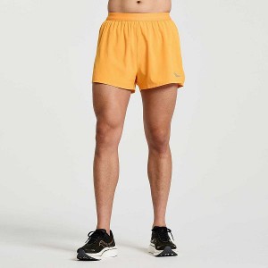 Men's Saucony Outpace 2.5" Split Shorts Yellow | HIGBNYE-87