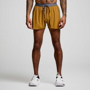 Men's Saucony Outpace 3" Shorts Brown | ETMRHFZ-74