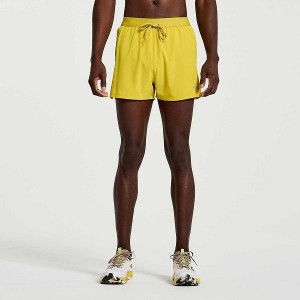 Men's Saucony Outpace 3" Shorts Yellow | XCRAKJP-15