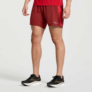 Men's Saucony Outpace 5" Shorts Red | TEDCLKA-02