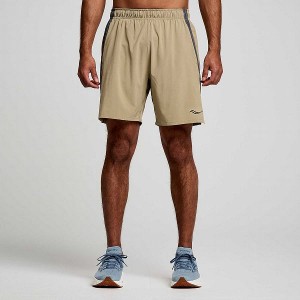 Men's Saucony Outpace 7" Shorts Coffee | EYIAVBQ-34