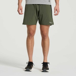 Men's Saucony Outpace 7" Shorts Dark Green | HZARPBS-21