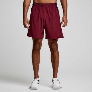 Men's Saucony Outpace 7" Shorts Red | LTYDUGI-29