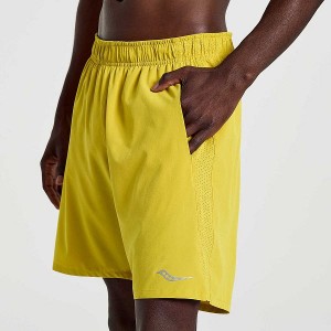 Men's Saucony Outpace 7" Shorts Yellow | VQNSITP-16