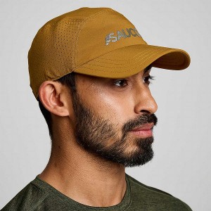 Men's Saucony Outpace Hats Brown | CSWMBKH-24