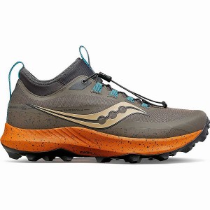 Men's Saucony Peregrine 13 ST Trail Running Shoes Brown | AXFHCQT-65