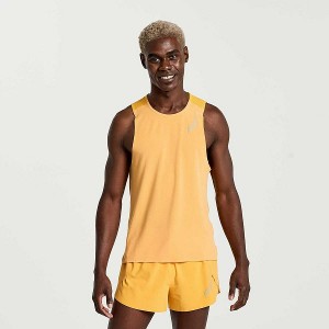 Men's Saucony Pinnacle Sleeveless Tank Top Orange | XMGYSCD-97