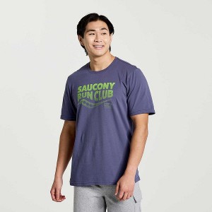 Men's Saucony Rested T Shirts Blue | BGRVCUH-93