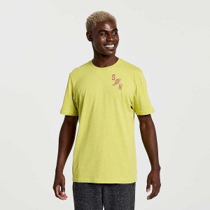 Men's Saucony Rested T Shirts Yellow | YKUIJVT-39