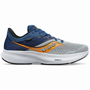 Men's Saucony Ride 16 Running Shoes Grey / Navy | YQWMPLF-91