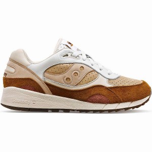 Men's Saucony Shadow 6000 Cappuccino Sneakers White / Brown | TGRDVCJ-05