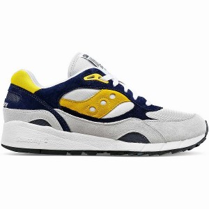 Men's Saucony Shadow 6000 Sneakers Grey / Blue / Yellow | HQGXNDF-96