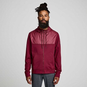 Men's Saucony Solstice Zip Hoody Tops Red | AFXCKZW-63