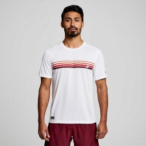 Men's Saucony Stopwatch Graphic Short Sleeve T Shirts White | KABNHUI-74