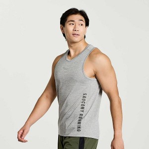 Men's Saucony Stopwatch Graphic Singlet Tank Top Light Grey | EVBTQLR-06