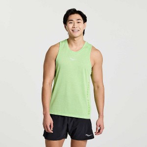 Men's Saucony Stopwatch Graphic Singlet Tank Top Green | UAZBMTJ-49