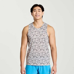 Men's Saucony Stopwatch Graphic Singlet Tank Top Camo | RUPFSYV-48