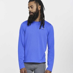 Men's Saucony Stopwatch Long Sleeve T Shirts Blue | JTUQGNL-30