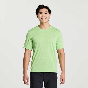 Men's Saucony Stopwatch Short Sleeve T Shirts Green | YHKMLJC-72