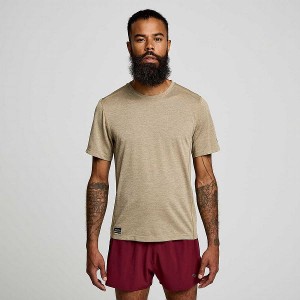 Men's Saucony Stopwatch Short Sleeve T Shirts Coffee | GTQYHMD-71