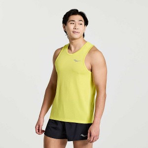 Men's Saucony Stopwatch Singlet Tank Top Yellow | WTRJFMC-58