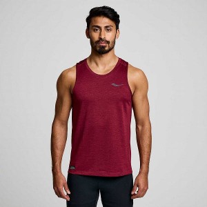 Men's Saucony Stopwatch Singlet Tank Top Red | NYJTLWH-92