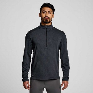 Men's Saucony Triumph 3D 1/2 Zip Tops Black | QSIGDEC-45