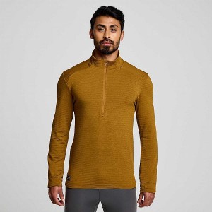 Men's Saucony Triumph 3D 1/2 Zip Tops Brown | YFXIMST-17