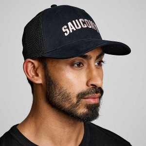 Men's Saucony Trucker Hats Black | ULVRNDW-64