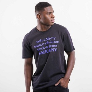 Men's Saucony X Frank Cooke Rested T Shirts Black | GKVQPXF-38